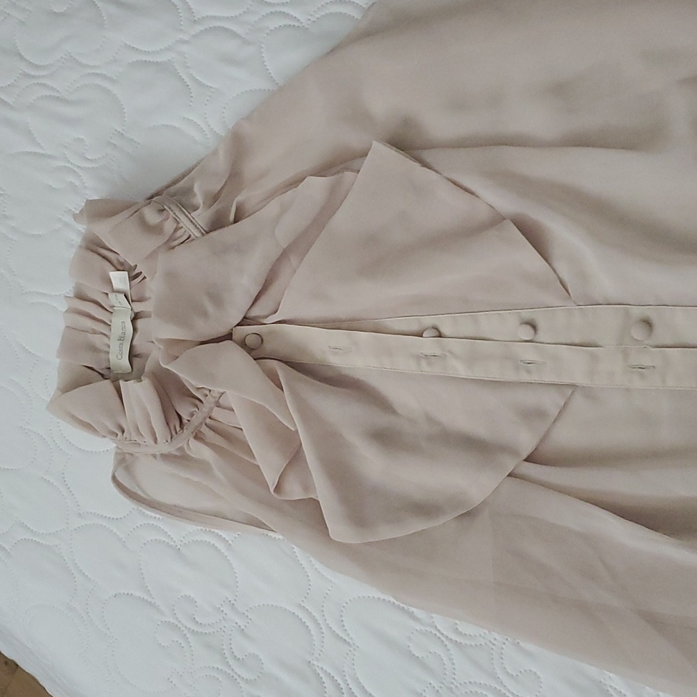 EuC XS costa blanca long button blouse